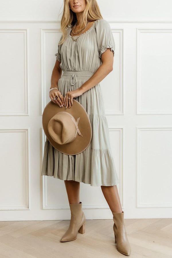 Smocked Tiered Midi Dress