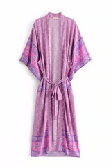 Boho Robe, Kimono Robe,  Beach Cover up,  Bohemian in Pink Purple Orchid