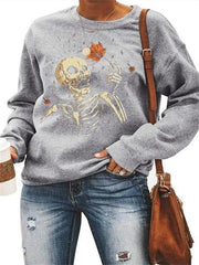 Casual Skeleton Print Cozy Sweatshirt