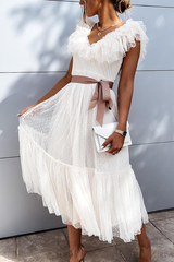 My Dearest Darling Swiss Dot Tiered Midi Dress