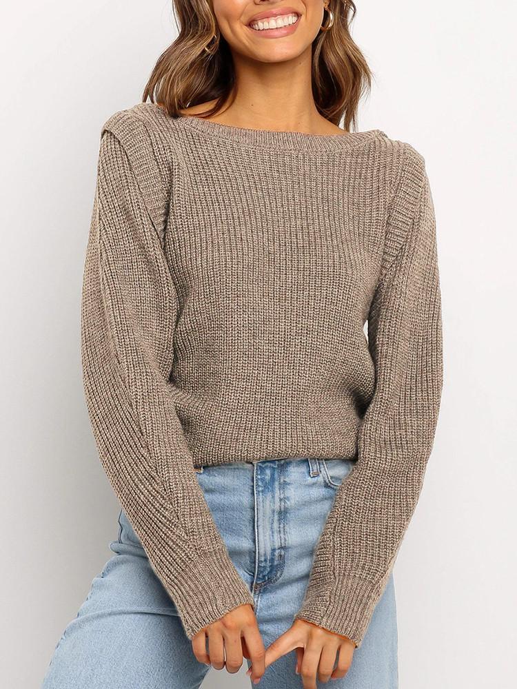 翻译0914 Round Neck Stitching Solid Pullover Sweater