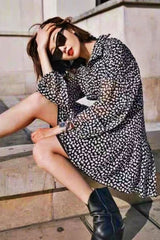 Boho Mini Dress Black Daisy