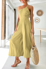 One Shoulder Straps Wide Leg Jumpsuits