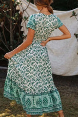 Boho Maxi Dress, Wild Floral, Fresh Mint Green