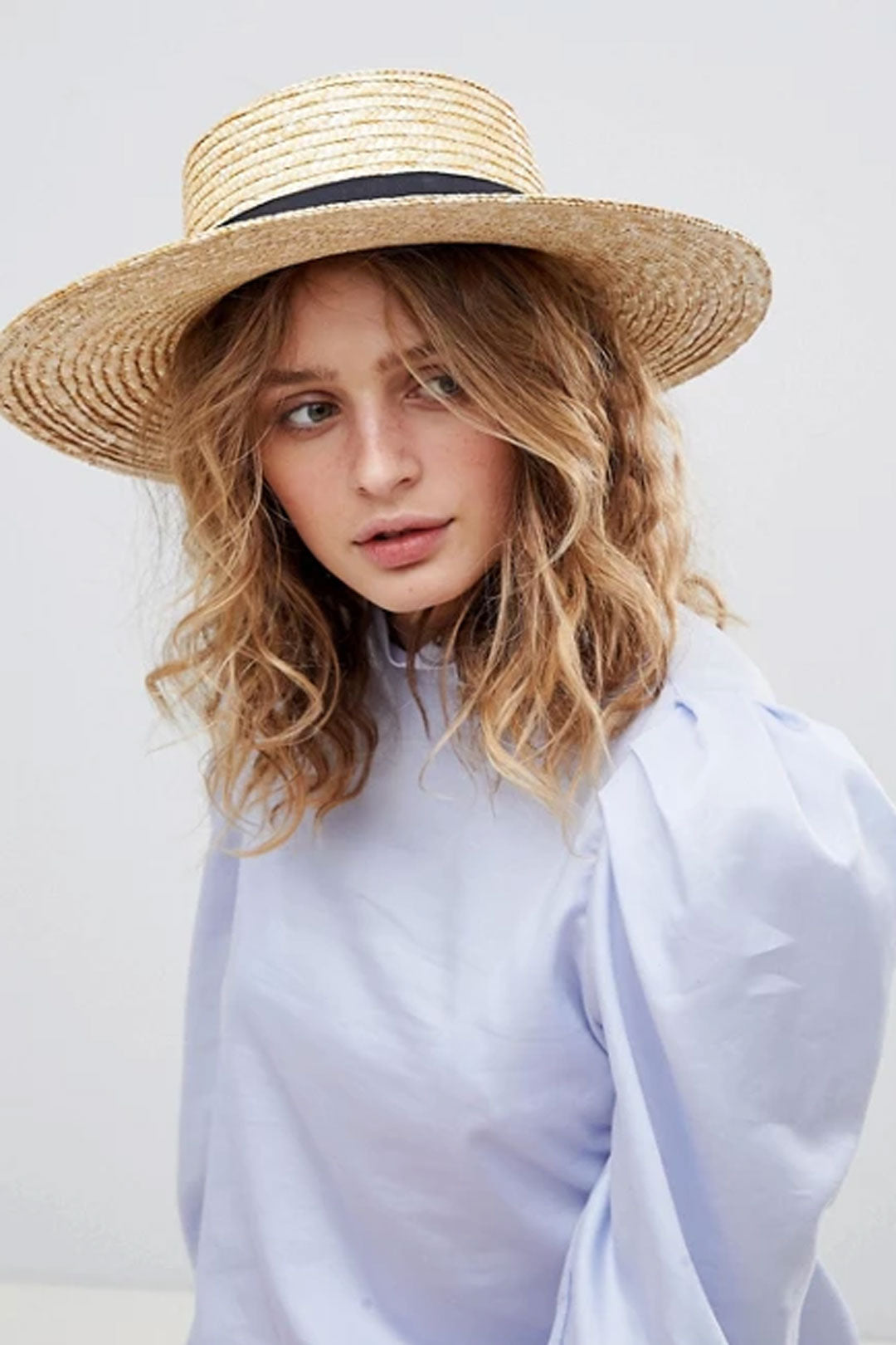 Boho Hat, Sun Hat, Beach Hat, Wide Brim Straw Hat 15 and 18 cm, Black and White  Ribbon