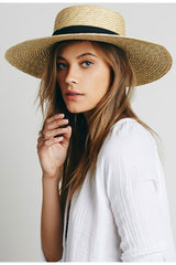 Boho Hat, Sun Hat, Beach Hat, Wide Brim Straw Hat 15 and 18 cm, Black and White  Ribbon