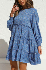 Boho Mini Dress Blue Iris