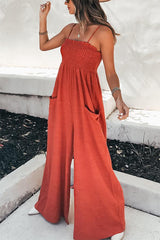 Casual Solid Color Pockets Jumpsuit