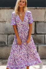 Boho Maxi Dress, Sundress, Wild Floral in Purple Lavender