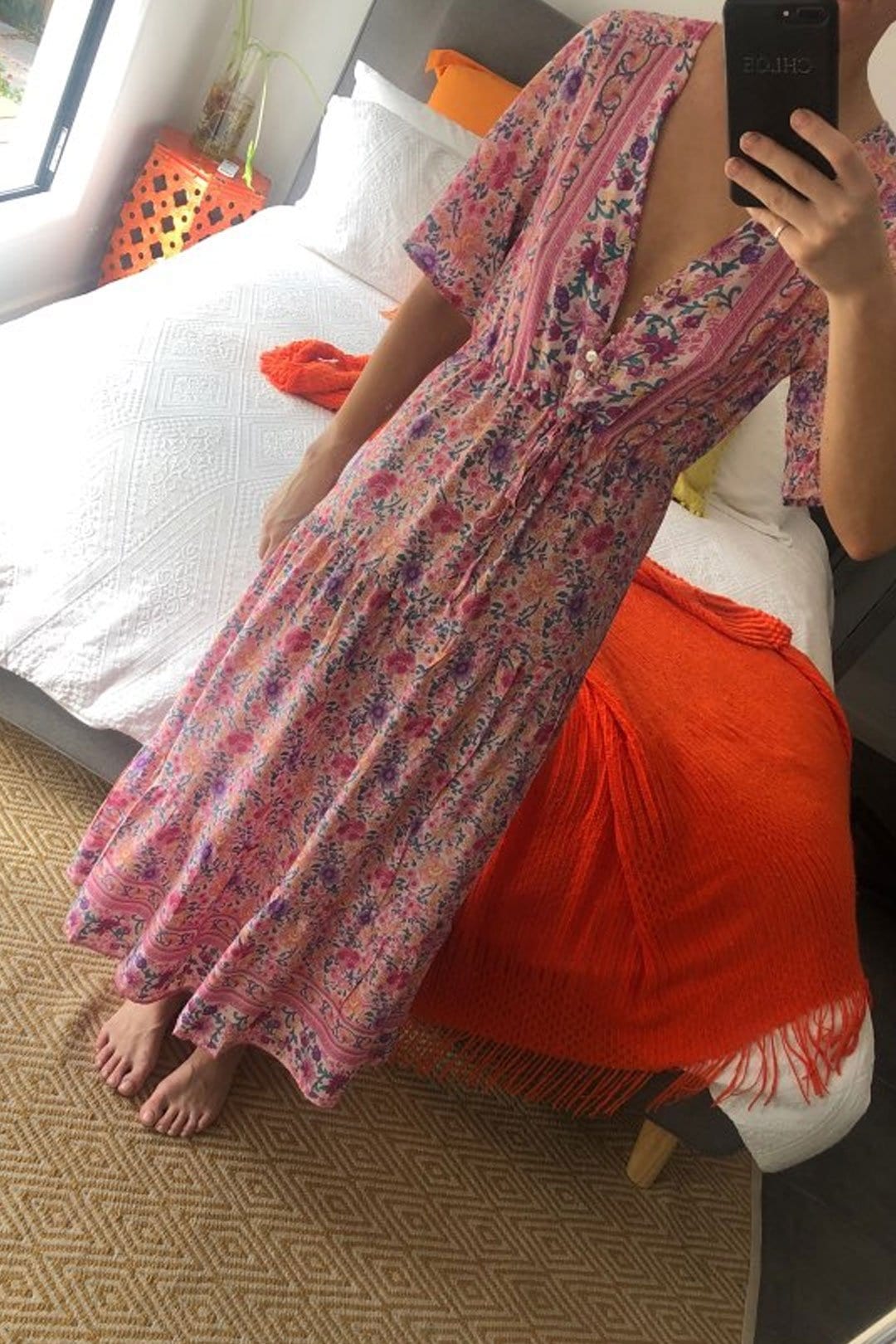 Boho Maxi Dress, Sundress, Wild Floral in Pink
