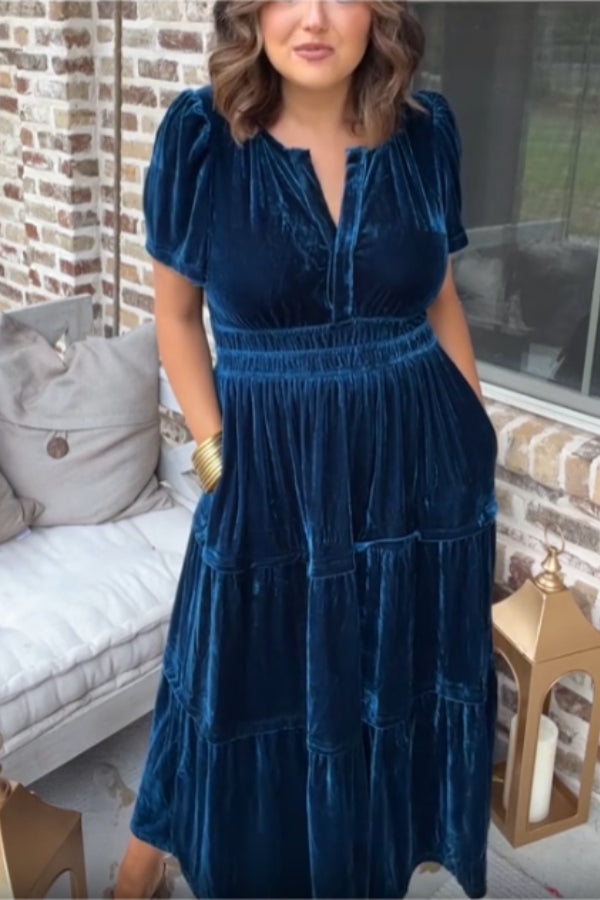 WOMEN¡®S VELVET TIERED MAXI DRESS