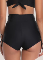 High Waist Solid Color Swim Shorts