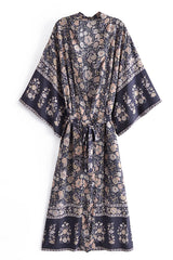 Boho Robe, Kimono Robe,  Beach Cover up, Flower Whisper