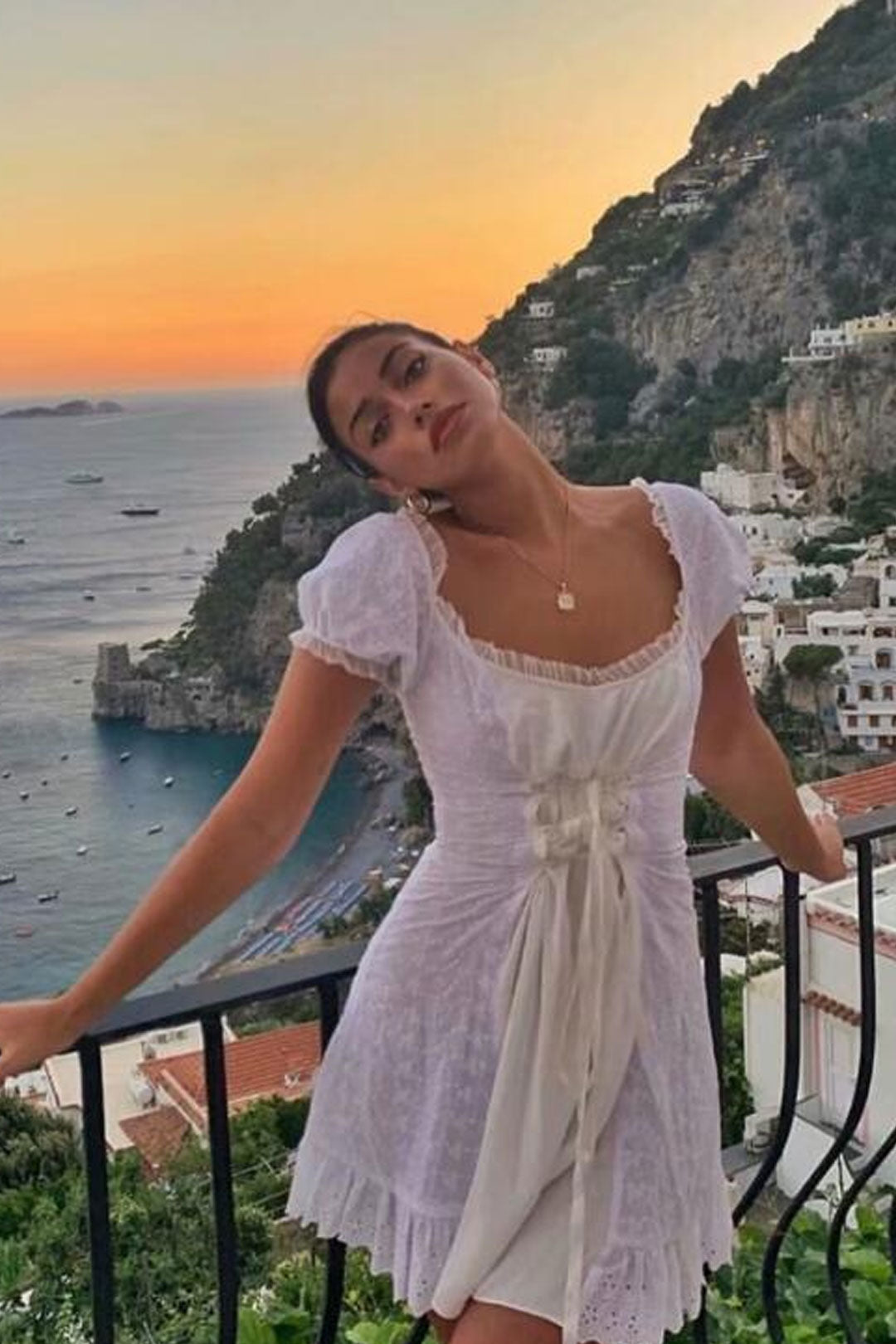 Boho Mini Dress Amelia in White
