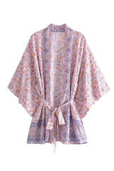 Boho Robe, Kimono Robe,  Beach Cover up, Short Robe, Kamala in Yellow and Purple