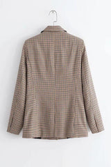 Plaid Button Long Sleeve Blazer
