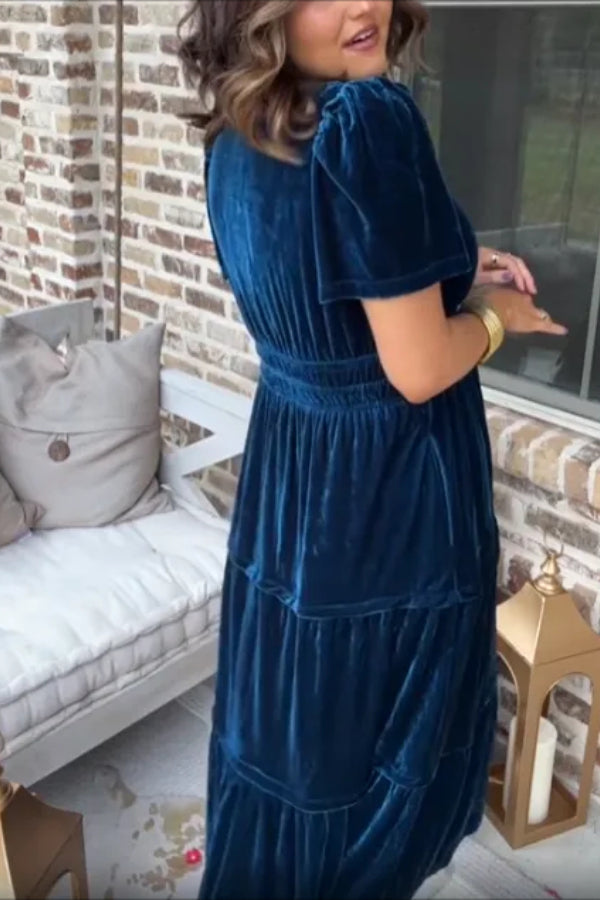 WOMEN¡®S VELVET TIERED MAXI DRESS
