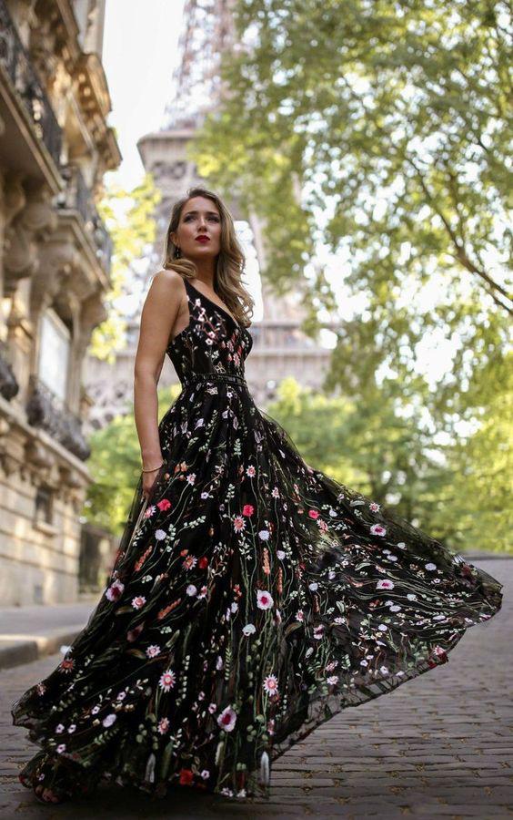 V Neck Floral Sleeveless Vintage Swing Maxi Dress