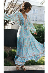 Boho Maxi Dress, Gown, Vacation in  River Blue