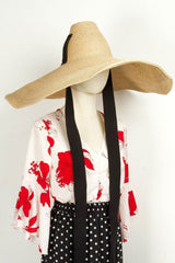 Boho Hat, Vintage Sun Hat, Retro Raffia Hat, Lucia in Beige
