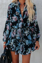 Genesis Floral Adjustable Balloon Sleeve Dress