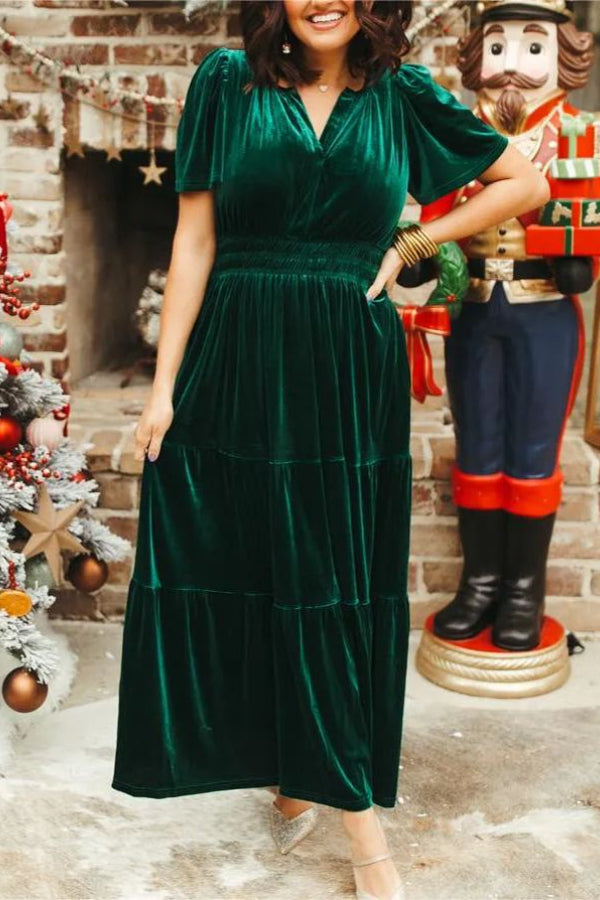 WOMEN¡®S VELVET TIERED MAXI DRESS