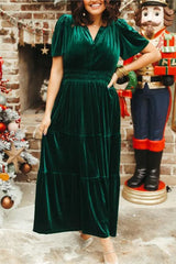 WOMEN¡®S VELVET TIERED MAXI DRESS