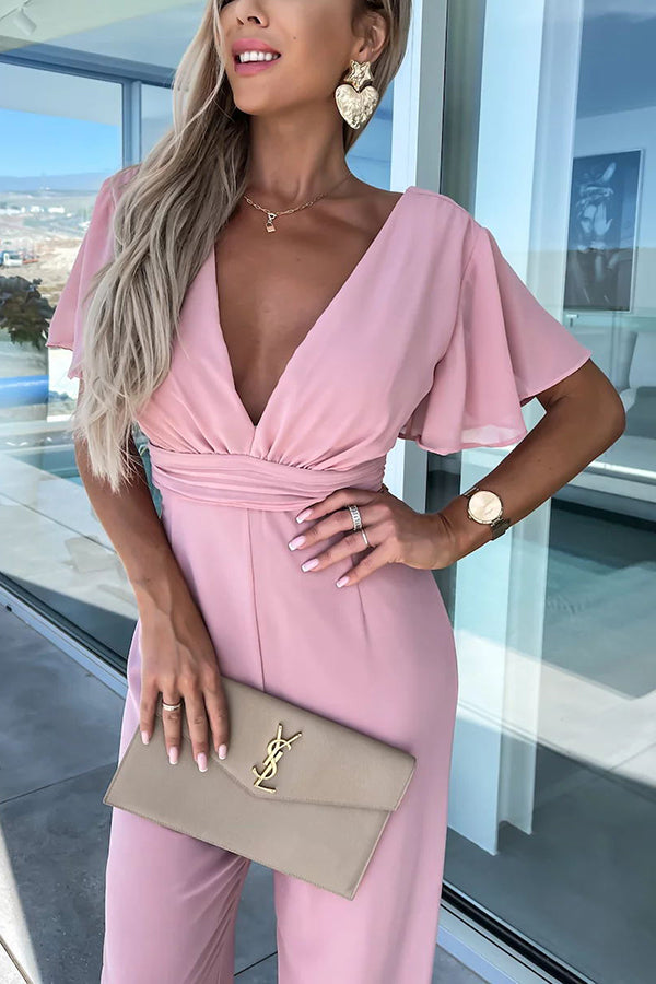 Devoted To You Bell Sleeve High Waist Jumpsuit