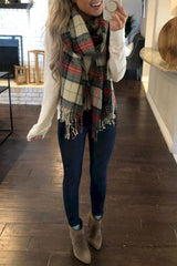 Plaid Tassels Scarf