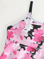 Women's Plus Floral Print Tank Top & Shorts High Stretch Swimsuit