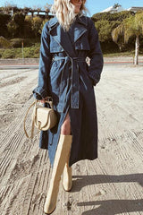 Pockets Button Lapel Denim Coat