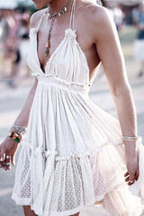 Ruffles Backless Slip Mini Dress