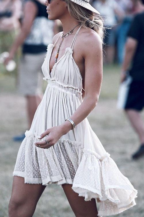 Ruffles Backless Slip Mini Dress
