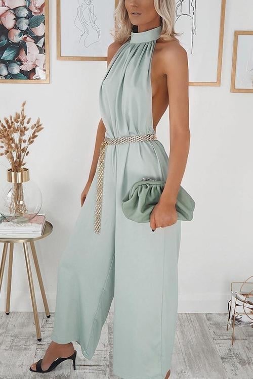 Halter Neck Backless Jumpsuits