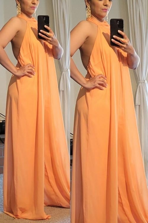 Halter Neck Backless Jumpsuits