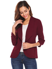 Lapel Slim 3/4 Sleeves Casual Blazer Jacket Coat