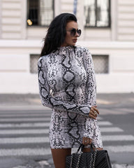 Turtle Neck Long Sleeve Bodycon Mini Dress