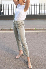 Drawstring Pockets Loose Pants