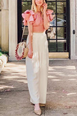 Pockets Wide Leg Linen Pants
