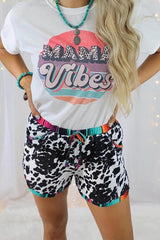 Leopard Patchwork Drawstring Shorts