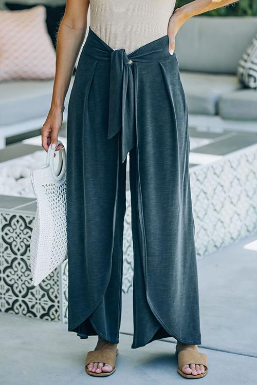Slit Knot Waist Loose Pants