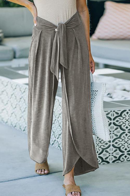 Slit Knot Waist Loose Pants