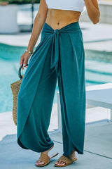 Slit Knot Waist Loose Pants