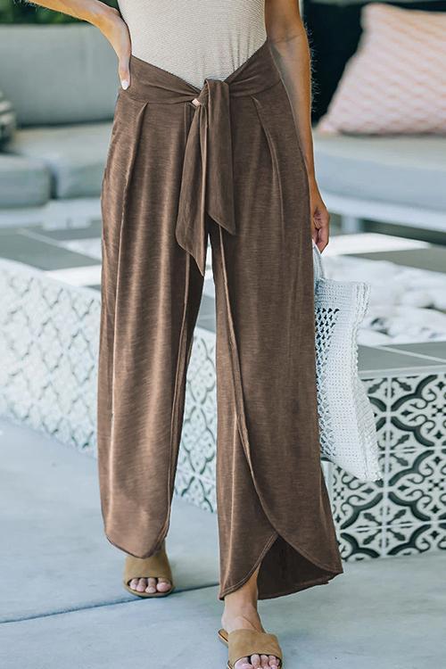 Slit Knot Waist Loose Pants