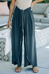 Slit Knot Waist Loose Pants