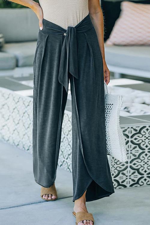 Slit Knot Waist Loose Pants