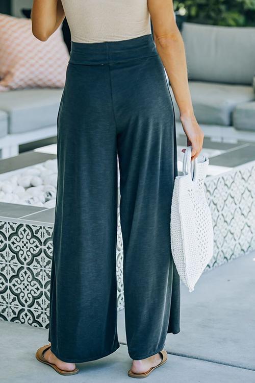 Slit Knot Waist Loose Pants