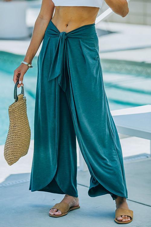 Slit Knot Waist Loose Pants