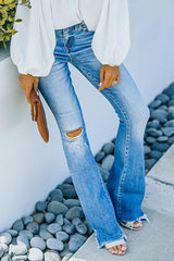 High Waist Ripped Flare Jeans