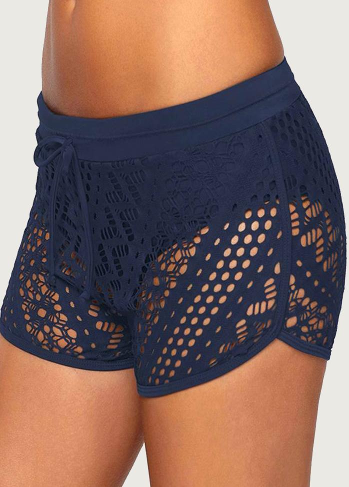 Lace Solid Color Swim Shorts